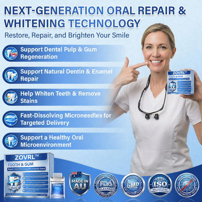 ZOVRL™ Tooth & Gum Repair Fast-Dissolving Microneedle Patch✨ (𝟓-𝐢𝐧-𝟏 💎 𝐑𝐞𝐛𝐮𝐢𝐥𝐝 𝐄𝐧𝐚𝐦𝐞𝐥 & 𝐃𝐞𝐧𝐭𝐢𝐧 • 𝐒𝐭𝐫𝐞𝐧𝐠𝐭𝐡𝐞𝐧 𝐆𝐮𝐦𝐬 • 𝐄𝐫𝐚𝐝𝐢𝐜𝐚𝐭𝐞 𝐓𝐚𝐫𝐭𝐚𝐫 & 𝐎𝐝𝐨𝐫 • 𝐖𝐡𝐢𝐭𝐞𝐧𝐢𝐧𝐠 • 𝐒𝐭𝐨𝐩 𝐓𝐨𝐨𝐭𝐡 𝐒𝐞𝐧𝐬𝐢𝐭𝐢𝐯𝐢𝐭𝐲)